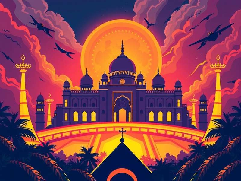 Mighty Warriors Of Kolkata Mythology Scene - Abhijit receiving blessing from Goddess Kali at Kalighat Temple with modern Kolkata skyline visible in background